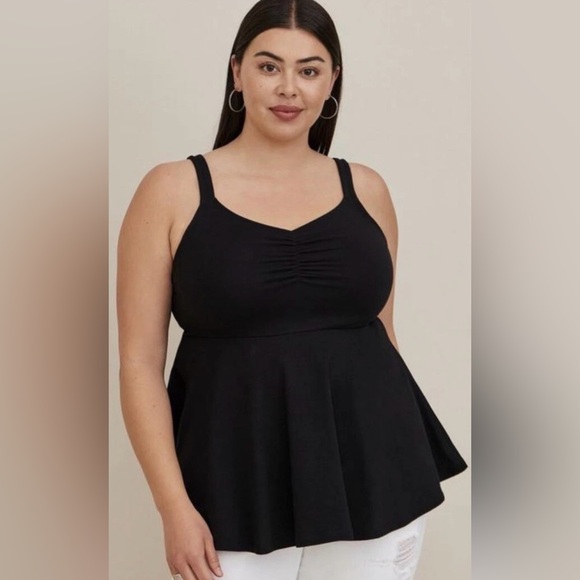 torrid Tops - Torrid Black Cinched Babydoll Tank Top